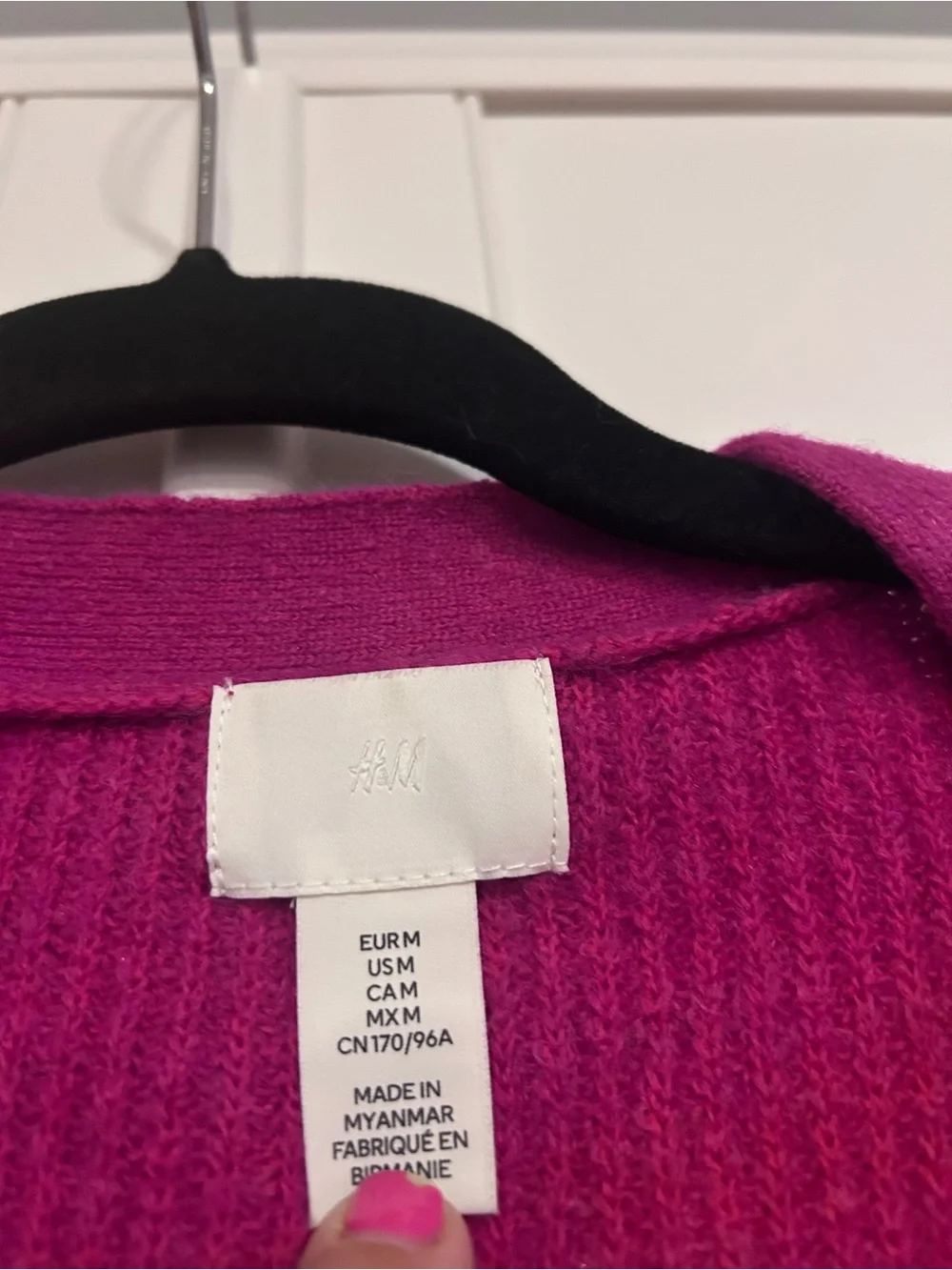 H&M Bow Embellished Cardigan Fuchsia Purple Sparkle Size Medium